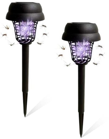 Anti - Zanzara solare, lampada anti - zanzara esterna, anti-zanzara UV a 360°, distruttore di mosche non tossico, lampada anti-zanzara per il giardino della cortile posteriore della casa (2 pezzi)