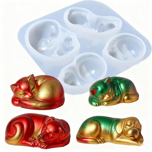 WYAHYQ Katze Hund Silikonformen Epoxidharz Gießformen | Formen für Epoxidharz, Gießen, Tier, Gips, Beton, Seife