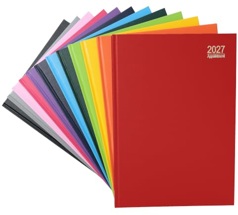 evelay A4 Mötesdagbok 2026 Sida en dag med Times Time-plats, personlig schema, planerare, helsida lördag och söndag (röd)