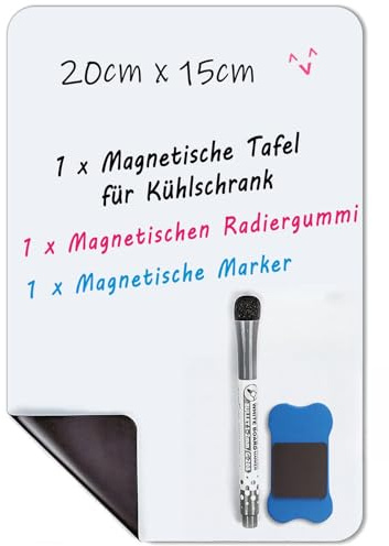 INMORVEN Whiteboard Folie Magnetisch für Kühlschrank – Selbstklebende Tafel mit 1 Markern & Schwamm (20x15cm) für Wochenplaner & Notizen Technologie