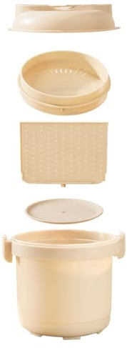 Mikrowellen Reiskocher Klein, 0.5L Mikrowellen Dampfgarer mit Sieb Multifunktions Dampfgarer Mikrowelle Reiskocher für Die Mikrowelle Kompakt für Reisen, Büro & Zuhause