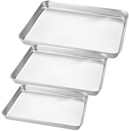 VALICLUD 3 pièces Plateau Inox Polyvalent pour Barbecue et Cuisson Plateau de Service Lisse et Robuste et Pratique pour et Camping