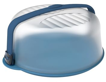 Biesse Recipiente para dulces con mango, recipiente para tartas y aperitivos, lavable en lavavajillas, sin BPA, azul, diámetro 37 cm