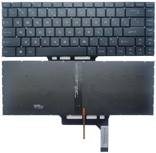 TBXwsofl Teclado de Laptop Compatible con luz de Fondo para P65 P65 Creador 9SE 9SF 9SG 8SD 8SE 8SF PS63 Moderno 8M PS63 Moderno 8RC Rusia RU Lema(Grey)