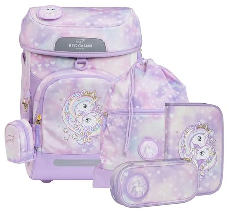 Beckmann Schulranzen Plus Air Schoolbag 7 teilig Unicorn Princess Purple flieder