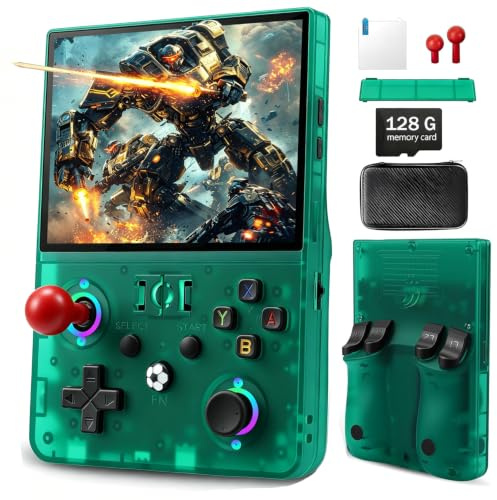 R36MAX Ⅱ 2026 NEW Upgrade Retro Handheld Game Console, 4.5 Inch Ultra Large IPS Screen Portable Gaming Console with 128G TF Card, 4000mAh Battery, Travel Entertainment Gift (R36MAX2 Green)