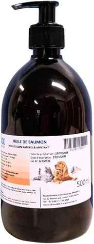 Medilife Aceite de Salmón 100% Natural para Perros y Gatos, Rico en Omega 3-6-9 y Vitaminas (500ml)