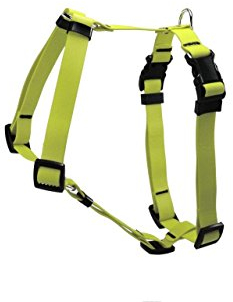 LENNIE Biothane Geschirr für Hunde, wasserdicht, verstellbar, H-Geschirr, Hundegeschirr, Führgeschirr, Größe S, Neon-Gelb
