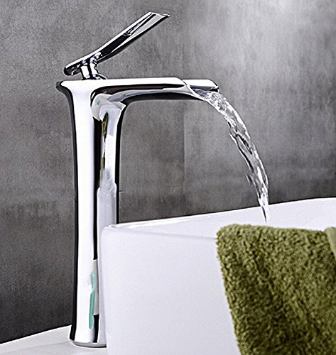 Tourmeler An der Wand montierte Wasserfall Bad Armatur aus Messing verchromt Auswurfkrümmer Waschbecken Mixer Bf095 Tippen Sie auf