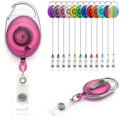 YoYo Infällbar rullhållare – av Lanyards Tomorrow förlängbar utdragbar skid-ID identifieringskort, märkeshållare, säkerhetsåtkomst, kontroll, karbinhake med metall bakbältesklämma jojo Rosa 1pc
