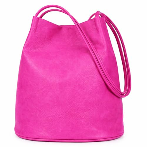 Mabel London Women's Fashion Designer Medium Size Plain Soft Vegan Leather Hobo Bucket Tote Shoulder Bag - Delilah