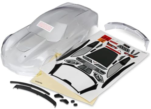 Body, Chevrolet Corvette Z06 (Clear, Requires Painting)/ Decal Sheet (Includes Side Mirrors, Spoiler, mounting Hardware)