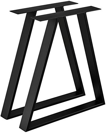 [en.casa] Set di 2 Gambe in Acciaio per Mobili Fai da Te - Altezza 72 cm - 2 Paia di Gamba Trapezoidale per Tavolo Bancone incl. Feltrini - Nero