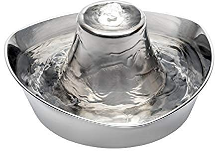 PetSafe Seaside - Fuente para Mascotas de Acero Inoxidable, Capacidad para 1,8 litros de Agua, Diseño Silenco, Agua Filtrada, Fomenta su Hidratación