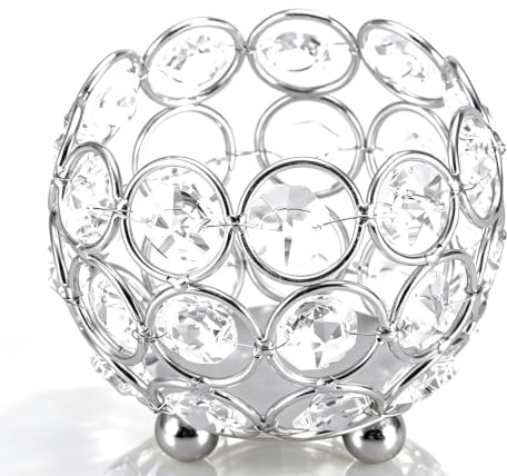 Bougies Chauffe-Plat argentées décoratives, bougeoirs en Cristal pour Le Centre de Table, Le Mariage, la décoration intérieure et Les fêtes.