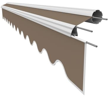 VANA Markisenstoff mit Volant für 4 x 3 m Markisen-Ersatzstoff Markisentuch Bespannung Markisenbespannung Sonnenschutz fertig genäht Maß Tuch 3,83 x 3 m Volant 3,83 x 0,21 m Design SPD070