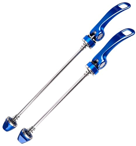Mimoke Sgancio Rapido Bici, Sgancio Rapidi MTB/Bici Strada/Mountain Bike, Spiedini Bici in Lega di Alluminio per Bicicletta Mozzo Ruota Anteriore e Posteriore (Blu)