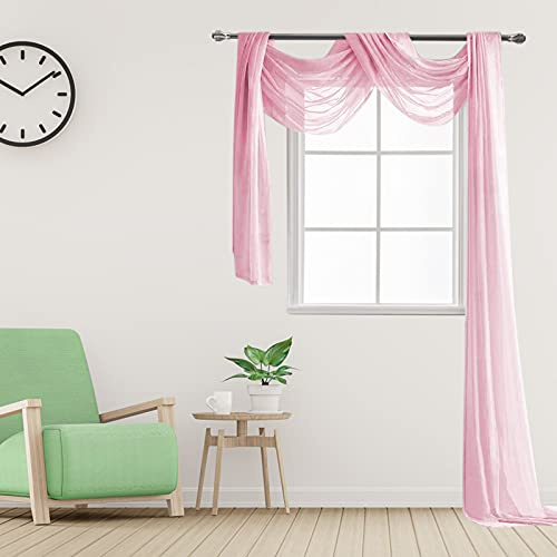 JTOOYS Tvärhängd handsdekoration, gardinhalsduk för korsgardin gardin bröllopsdekoration halsduk 130 cm 550 cm (rosa)