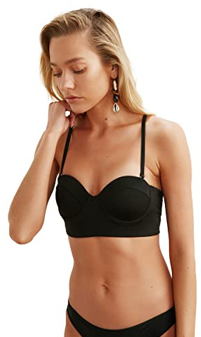 Trendyol Top Bikini Balenic, Nero, 44 Donna