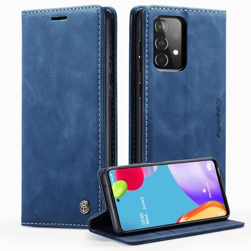 CaseMe für Samsung Galaxy A53 Hülle, Magnet Leder Klapphülle Stoßfest | Retro PU Leder, 2 Kartenfach, Standfunktion, Schutzhülle, Flip Case, Handyhülle für Galaxy A53 5G 6,5'', Blau