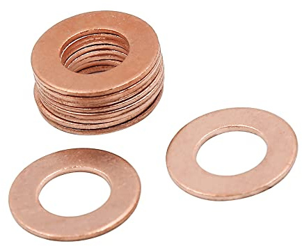 A ABSOPRO Cuivre Rondelle Universel 10mm Plat Anneau Joint étanchéité (Ensemble de 10)