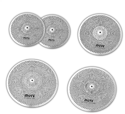 Juego De Platillos Sordos Plateados 14'' Hi-Hat+16'' Crash+18'' Crash+20'' Ride con Bolsa Accesorios para Instrumentos de percusión