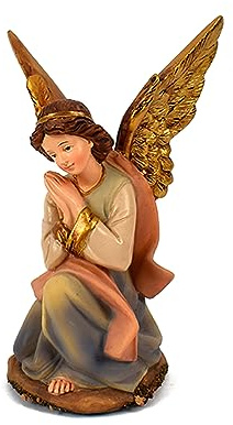 Magie di Natale Angelo che prega colore naturale per decorazione natalizia e presepe h 17,5 cm