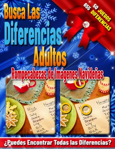 Busca Las Diferencias Adultos - Rompecabezas de Imágenes Navideñas: Encuentra las Diferencias. Libros de Juegos de Encontrar Diferencias. ¿Puedes Detectar Lo Que No Es Igual?