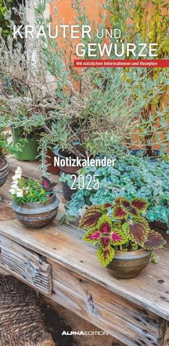 Alpha Edition - Kräuter & Gewürze 2025 Streifenplaner, 22x45 cm, Kalender mit Küchentipps, nützlichen Infos, Rezepten und Mondphasen, mit nützlichen ... Mit nützlichen Informationen und Rezepten