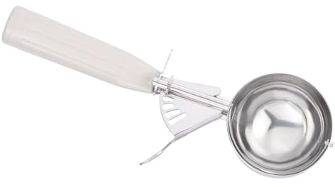 PATIKIL Cucharón para Helado de 3.2 Onzas con Gatillo, Cucharón de Acero Inoxidable para Porcionar Masa de Galletas y Batidos de Cupcakes, Color Beige