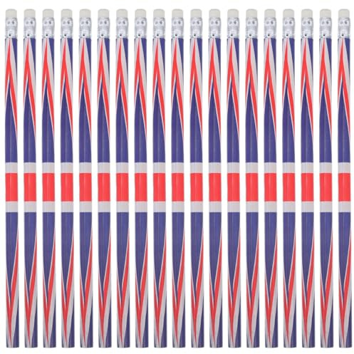SEWACC 60 Stück Bleistifte Mit Britischer Flagge, Union Jack-Flagge Patriotische Bleistifte Mit England-Flagge Mit Radiergummis Schreibstifte Für Büro