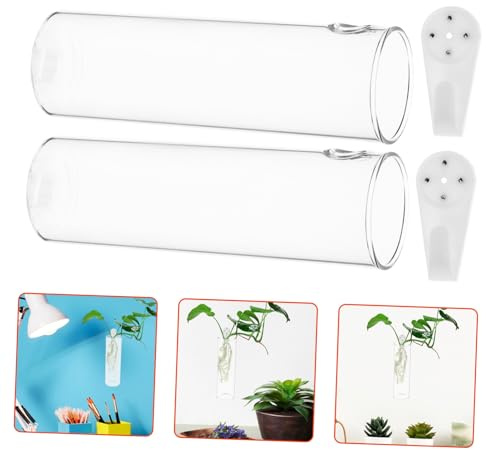 MERRYHAPY Wandvase Glas Zum Aufhängen 2 Stück Hängevasen Aus Klarglas Wandpflanzgefäße Für Blumen Und Hydrokultur Transparente Reagenzgläser Für Dekoration Esszimmer Büro Wohnzimmer