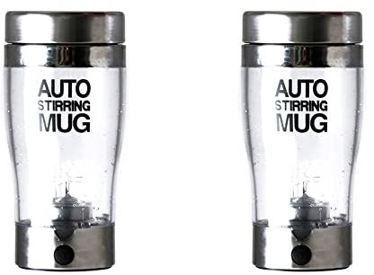 2 Stück Elektrischer Eiweiß Shaker Creative Proteinshaker Kreative ​Tornado Shaker Cup Protein Shaker-Flasche Batteriebetrieben Für Proteinpulver Milch Zucker Kaffee Andere Pulver 400Ml