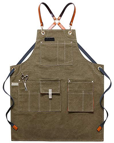 Holzbearbeitung Schürze,Werkzeug Gartenarbeit Schü Schürzen for Männer, Tischlerschürze, Werkstatt-Werkzeugschürze, robuste Arbeitsschürze aus gewachstem Canvas, Schweißschürze, Arbeitsschürze(Green)