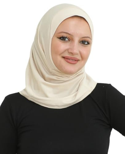 Prien Sport Kopftuch Für Damen, Muslimische Hijab Kleider, Weicher Schal Für Frauen, Muslim Kleid Set, Abaya Gebetskleidung, Islamische Kopftücher Kleidung Für Ramadan (Beige)