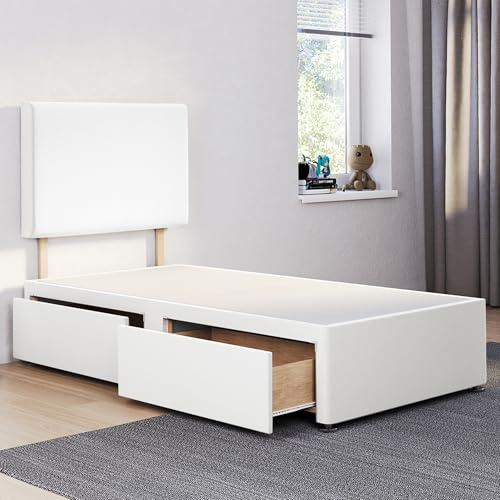 ComfoRest 3FT Single Divan Bed with 2 Drawers - 24 White Plain Headboard