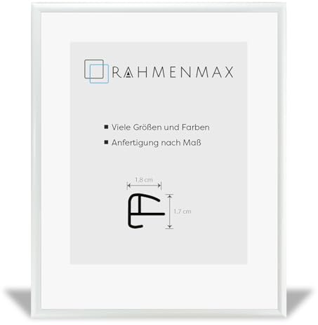 RahmenMax Kansas Kunststoff Bilderrahmen Posterrahmen 75x98 cm Weiß Hochglanz 98x75 cm mit Antireflex Kunstglas Scheibe