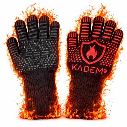 Gants de four unisexes résistants à la chaleur jusqu'à 800 °C - Ignifuges et antidérapants - Protection contre la chaleur - Rubis S/M