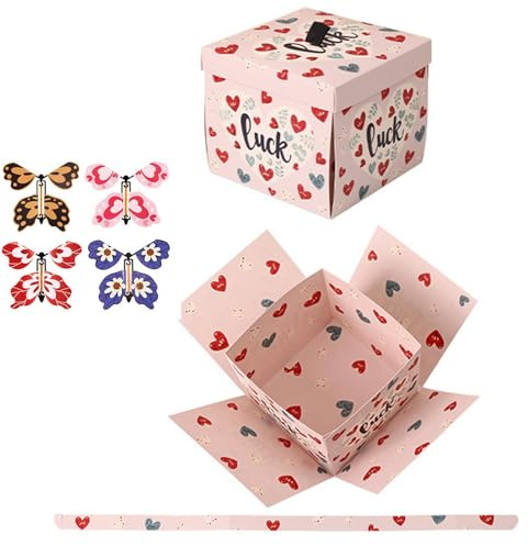 Schmetterling Explosionsbox di y Happy Birthday, Fliegender Schmetterling Karte Überraschung Geschenk, Schmetterlings explosio n Geschenkbox Für Geburtstag, Hochzeit (Zufällige Farbe)