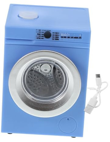 JOINPAYA Mini Waschmaschine Für Puppenhaus Dekoration Kleine Wasser Maschine Modell Waschmaschine Spielzeug Für Puppe Realistische Miniatur Im Maßstab Drehbare Tür Und Waschbare Kleidungsmo