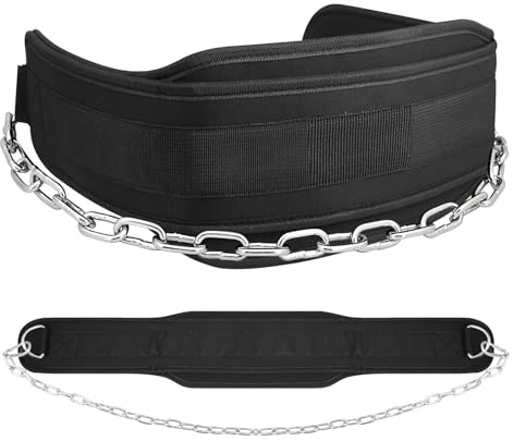 Dip Belt, Weightlifting Belt with a Steel Buckle, Adjustable Pull-up & Squat Belt with Chain, Durable Gym Belt for Strength Training, Resistance Training, Weighted Dips, Fitness Belt for Men & Women