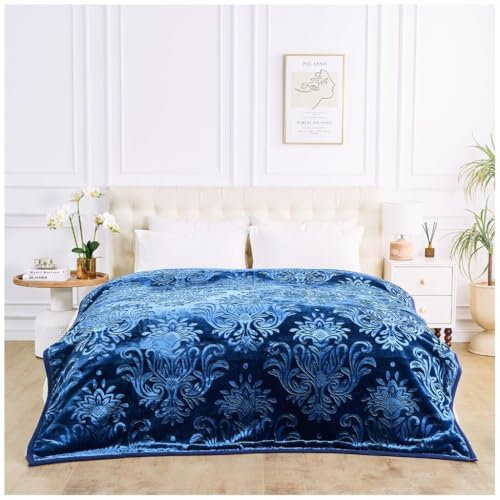 GC GAVENO CAVAILIA 4kg Heavy Weighted Blanket King Size - 2Ply Fleece Blanket - Warm, Thick Bed Throws Heavy Blanket - Stress-Anxiety Relief, Deep Sleep Blankets for Bed (200x240 cm) - Navy