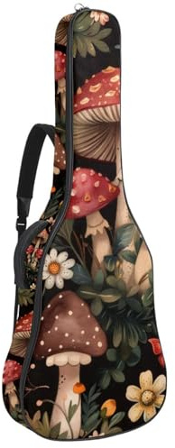 Gitarrentasche in voller Größe, 101,6 cm, 104,4 cm, 106,7 cm, Tragetasche für E-Bass, klassische Gitarre, ästhetische, bunte Schmetterlinge, schwarzer Hintergrund, Mehrfarbig 04, 42.9x16.9x4.7 in,