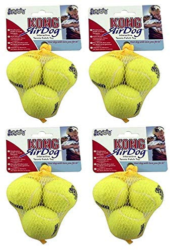 KONG Squeakair tennisbollar extra små – paket med 4 (12 bollar helt och hållet)