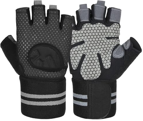 Ferizzia Guantes Gimnasio Transpirable, Guantes de Entrenamiento de Fitness, Silicona Antideslizante, Protección de la Palma, para Entrenamiento, Ciclismo, Tracciones, Levantamiento de Pesas, Gimnasio