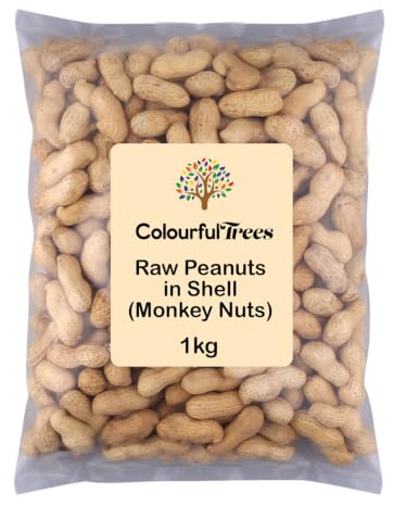 Raw Peanuts in Shell (Monkey Nuts) 1kg for Wild Birds, Squirrel Food, for Garden Birds by Colourful Trees