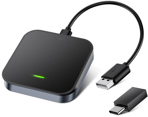 Adaptador Carplay inalámbrico para Car Play y Android Auto, 5.8GHz Plug & Play y estable. Conexión automática rápida, compatible con coches desde 2016 con puerto USB-C/A iOS 10+/Android 10+