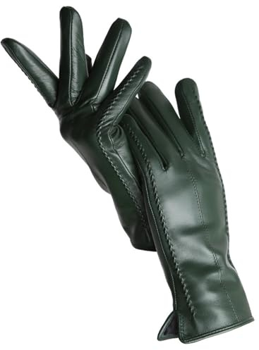 USOHJZ Damenhandschuhe Winter Warm Plus Samt Kurze Dünne Fahrfarbe Damen Lederhandschuhe