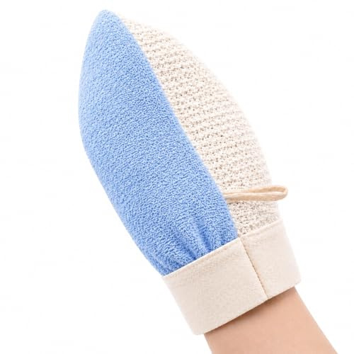 Peelinghandschuh 2 in 1 aus Viskose und Sisal - Intensives Körperpeeling, entfernt abgestorbene Haut, für Glatte Haut und Bessere Durchblutung - Peeling Handschuh DUSCHE und HAMAM (blau)