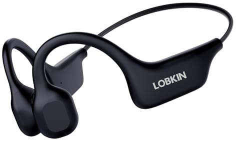 LOBKIN Casque Conduction Osseuse, Écouteurs Conduction Osseuse Oreille Ouverte Bluetooth avec Micro, IPX5 Étanche Casque Osseux sans Fil pour Course à Pied, Cyclisme et Sports